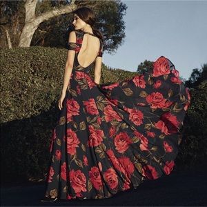 NWT Reformation Allegra Navy Maxi Red Rose Dress M